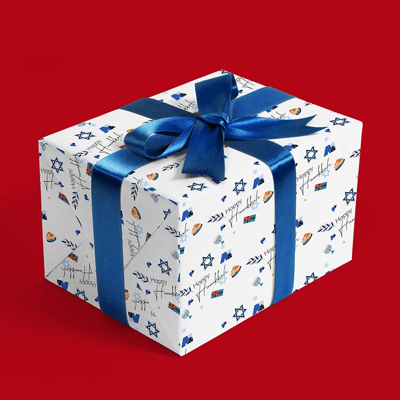 Hanukkah-wrapping-paper-present-2-2 custom print Hanukkah gift wrapping paper